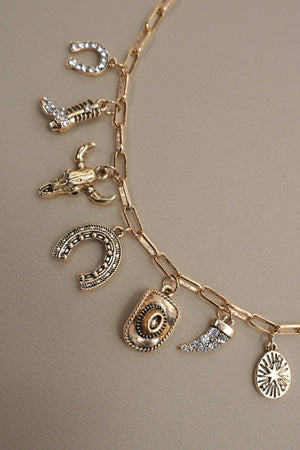 CHARM NECKLACE-WESTERN HAT HORSESHOE BOOT