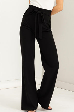 SEEKING SULTRY HIGH-WAISTED TIE-FRONT FLARED PANTS