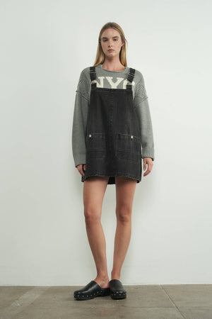 Just Snappy Denim Overall Dress