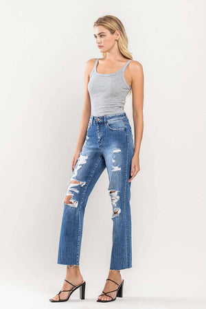 Distressed High Rise Denim