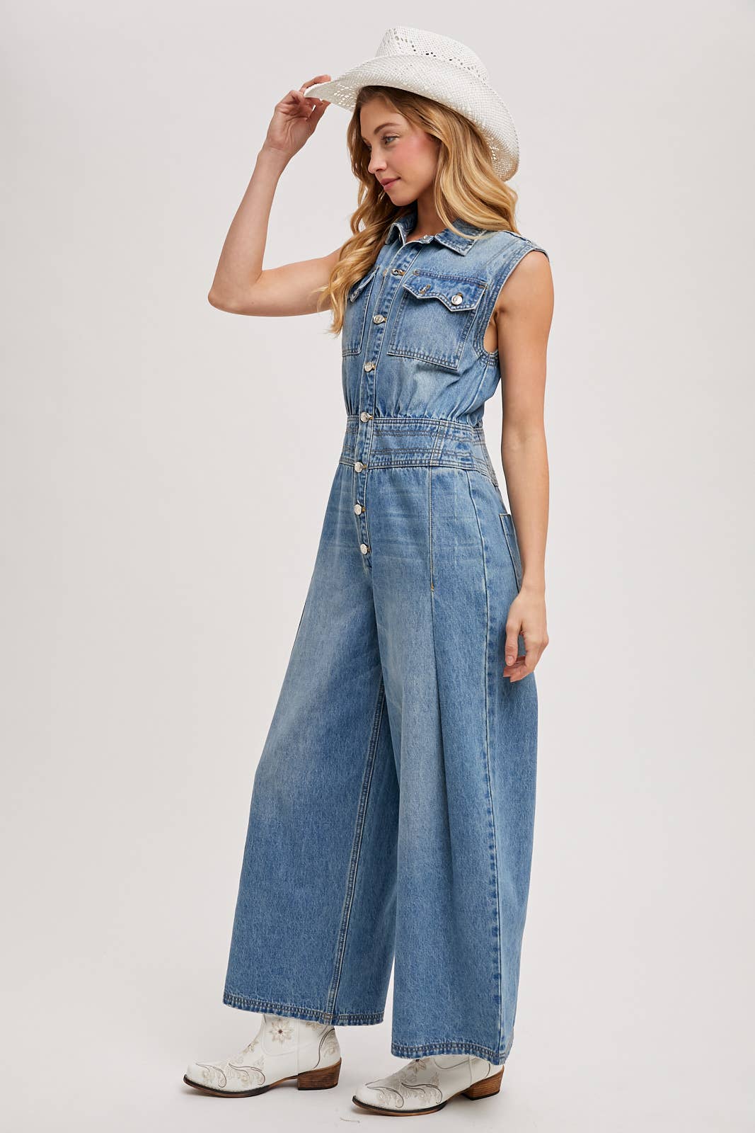 Somewhere Over Laredo Denim Jumpsuit
