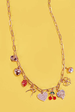 Cherry Bow Heart Necklace