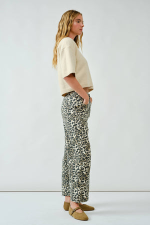Girls Just Wanna Have Fun Leopard Barrel Jeans