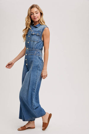 Somewhere Over Laredo Denim Jumpsuit