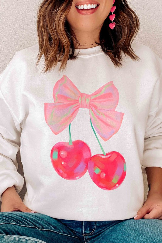 RETRO CHERRY WITH RIBBON Graphic Sweatshirt