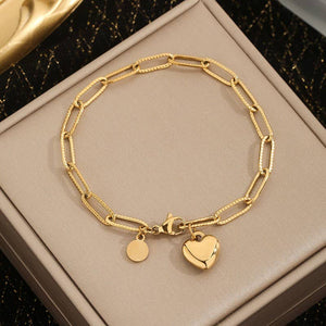 You Belong to Me Heart Paper Clip Chunky Bracelet