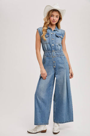 Somewhere Over Laredo Denim Jumpsuit