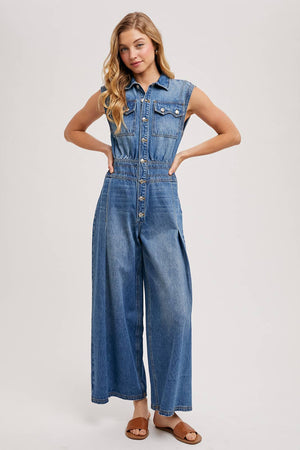 Somewhere Over Laredo Denim Jumpsuit