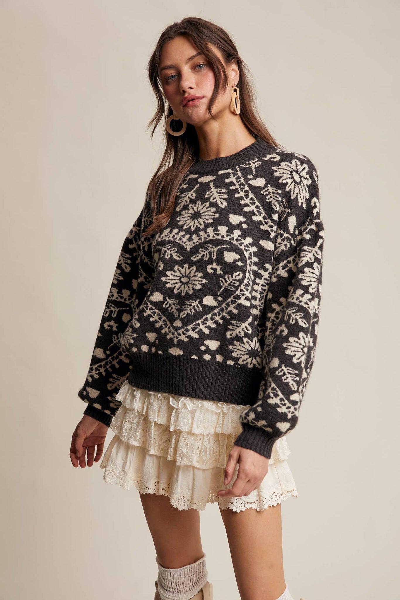 Cross My Heart Jacquard Knit Sweater