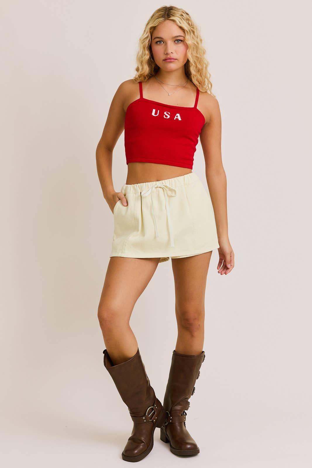 Little Red Denim Skort
