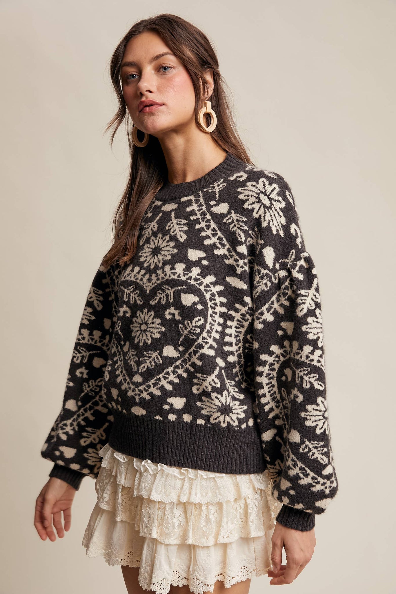 Cross My Heart Jacquard Knit Sweater