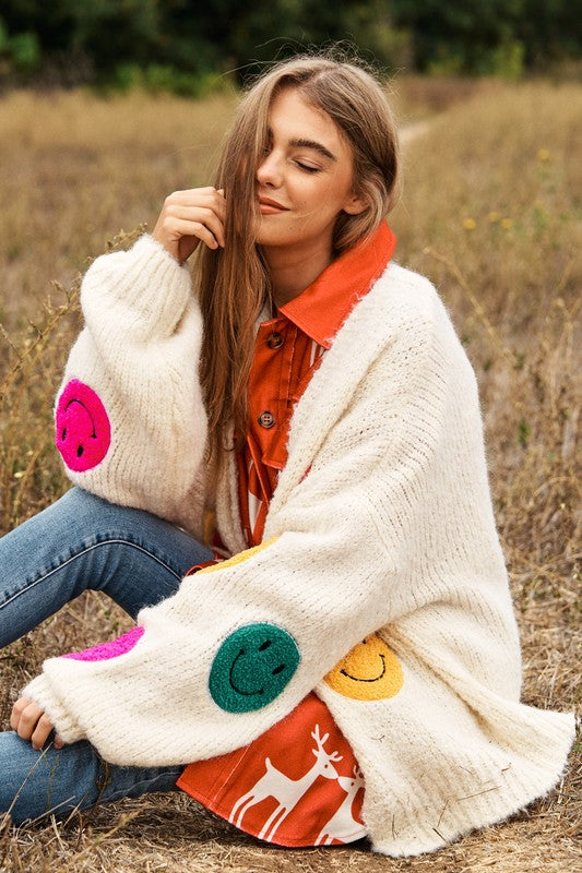 Don't Worry Be Happy Fuzzy Cardigan