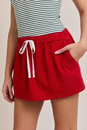 Little Red Denim Skort