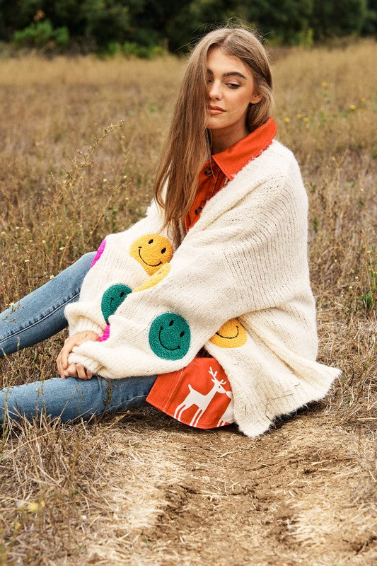 Don't Worry Be Happy Fuzzy Cardigan