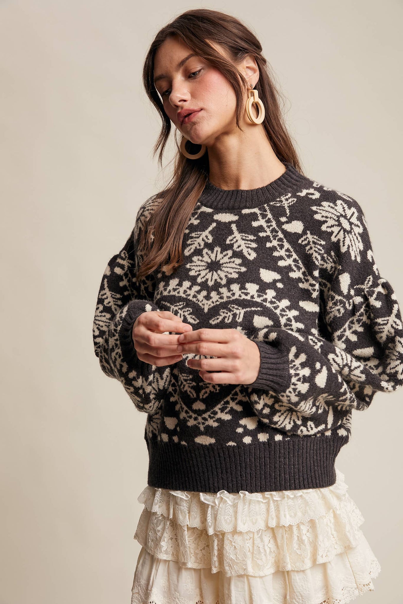 Cross My Heart Jacquard Knit Sweater
