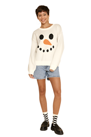 Snowman face knit holiday sweater