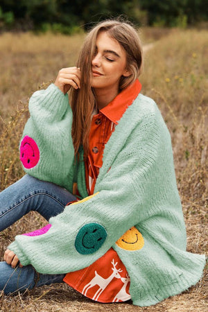 Don't Worry Be Happy Fuzzy Cardigan