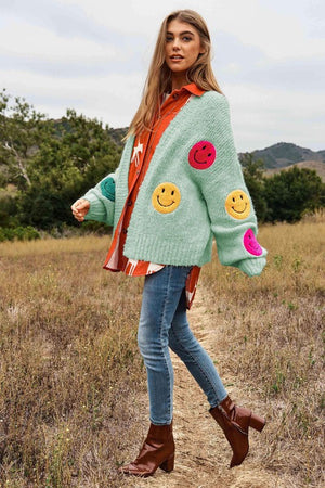 Don't Worry Be Happy Fuzzy Cardigan