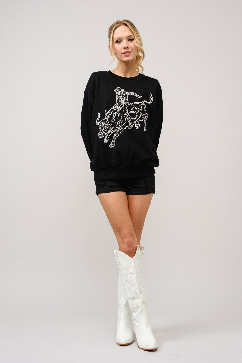 $7M Bull Rider Embroidered Sweatshirt