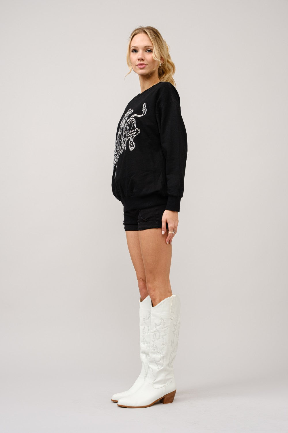 $7M Bull Rider Embroidered Sweatshirt
