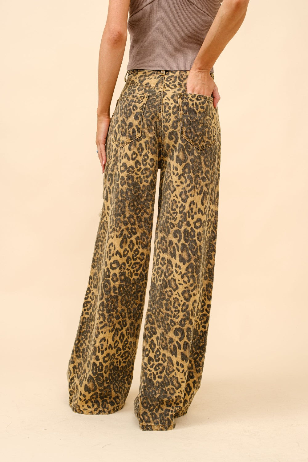 Run Wild Leopard Print Straight Leg Denim