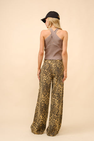 Run Wild Leopard Print Straight Leg Denim