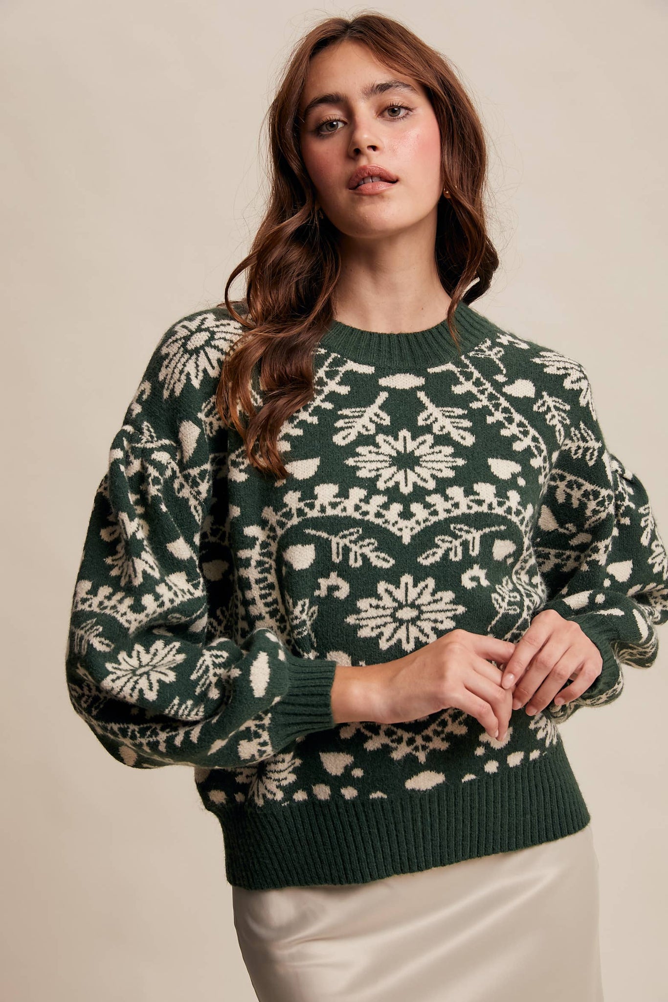 Cross My Heart Jacquard Knit Sweater