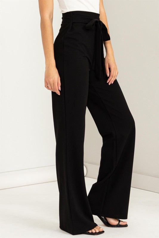 SEEKING SULTRY HIGH-WAISTED TIE-FRONT FLARED PANTS