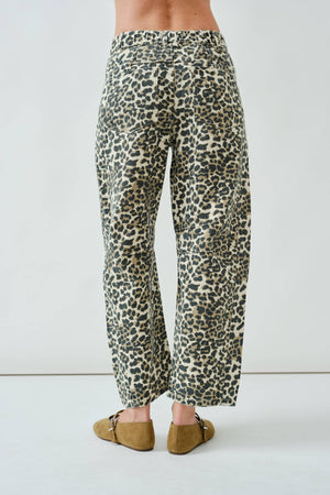 Girls Just Wanna Have Fun Leopard Barrel Jeans