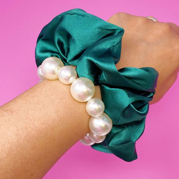 Pearl & Satin Scrunchie Set