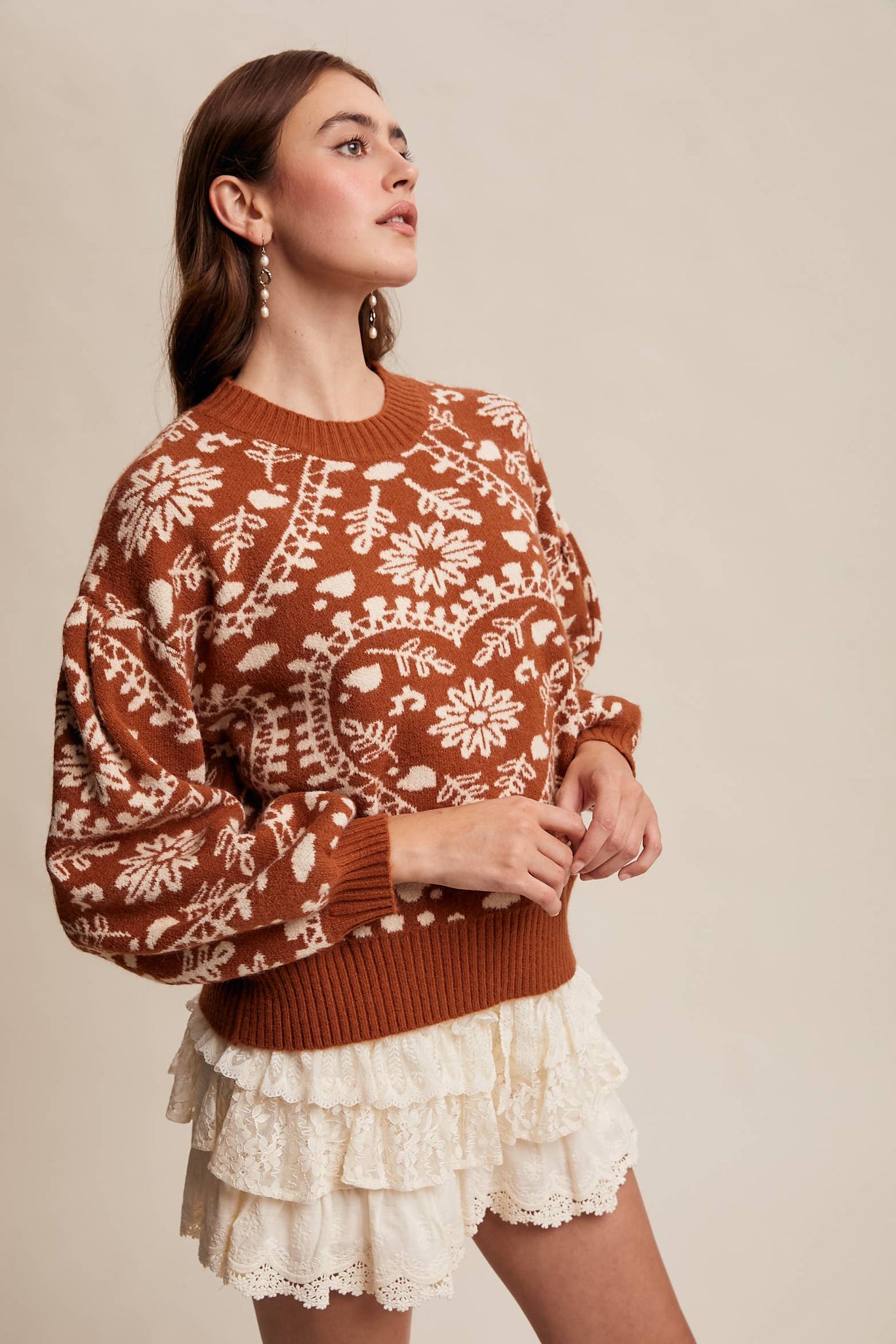 Cross My Heart Jacquard Knit Sweater