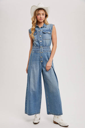 Somewhere Over Laredo Denim Jumpsuit