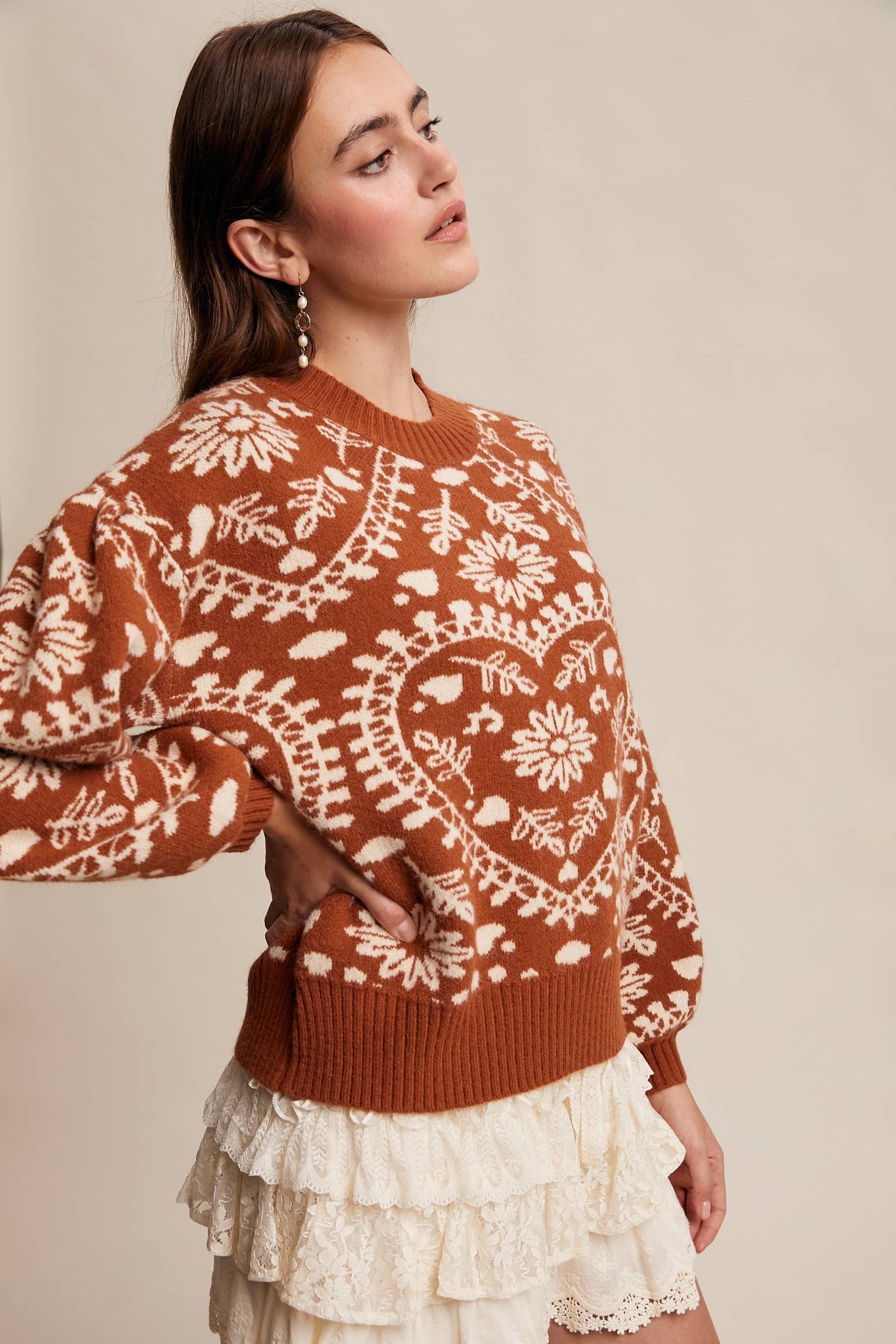 Cross My Heart Jacquard Knit Sweater