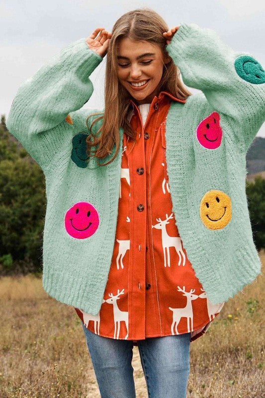 Don't Worry Be Happy Fuzzy Cardigan