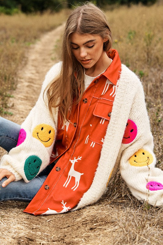 Don't Worry Be Happy Fuzzy Cardigan