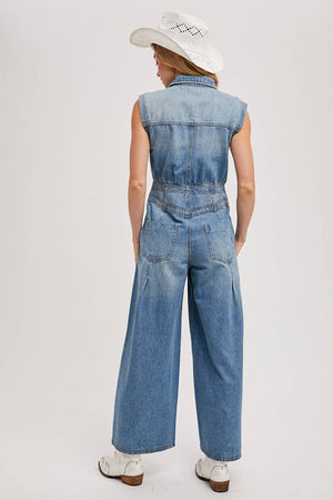 Somewhere Over Laredo Denim Jumpsuit
