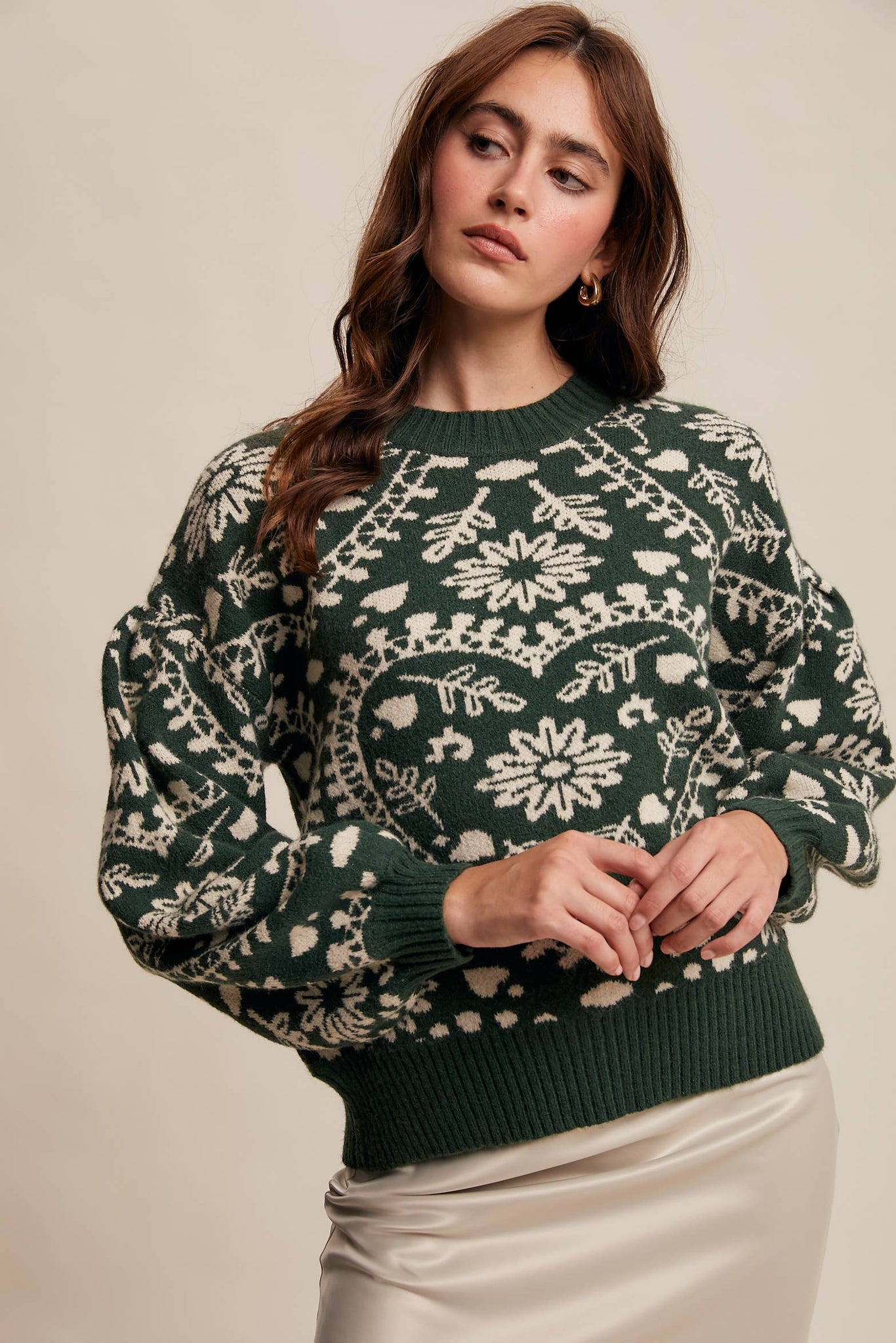 Cross My Heart Jacquard Knit Sweater
