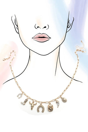 CHARM NECKLACE-WESTERN HAT HORSESHOE BOOT