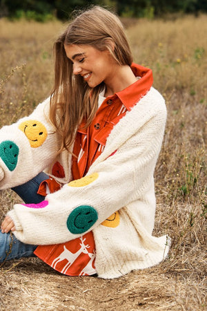 Don't Worry Be Happy Fuzzy Cardigan