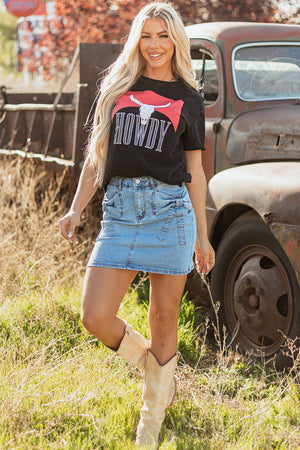 Seal the Deal w/a Bow Mini Denim Skirt