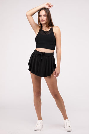 Let's Play Ruffle Hem Tennis Skirt with Hidden Inner Pockets