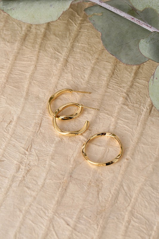 Ripple Ring and Earring set - Gold