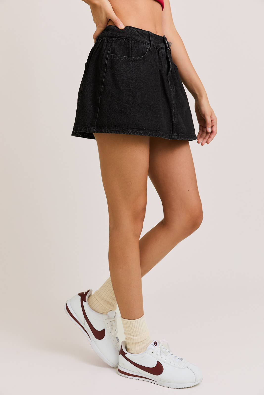 Hot Summer Nights Black Denim Skort