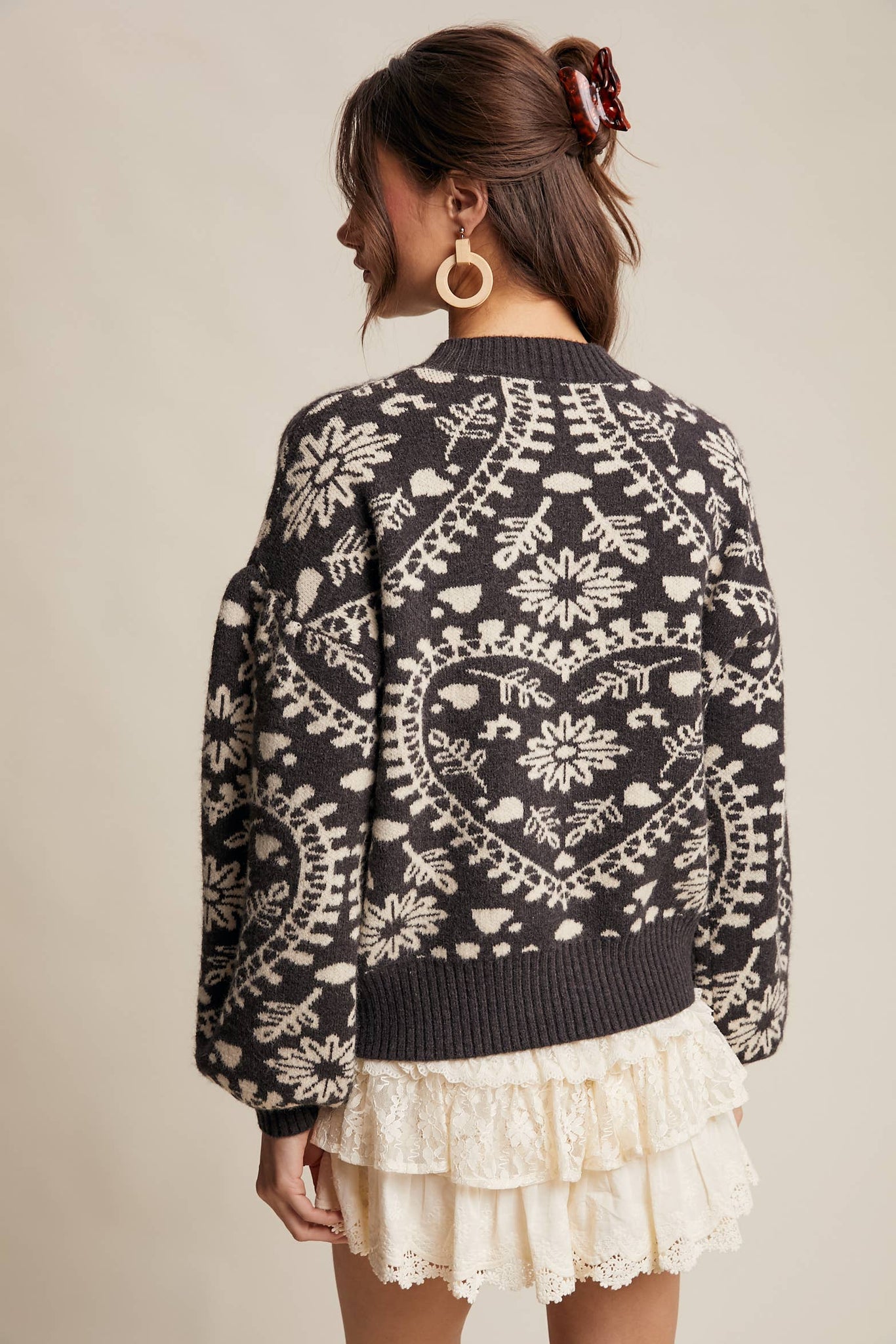 Cross My Heart Jacquard Knit Sweater