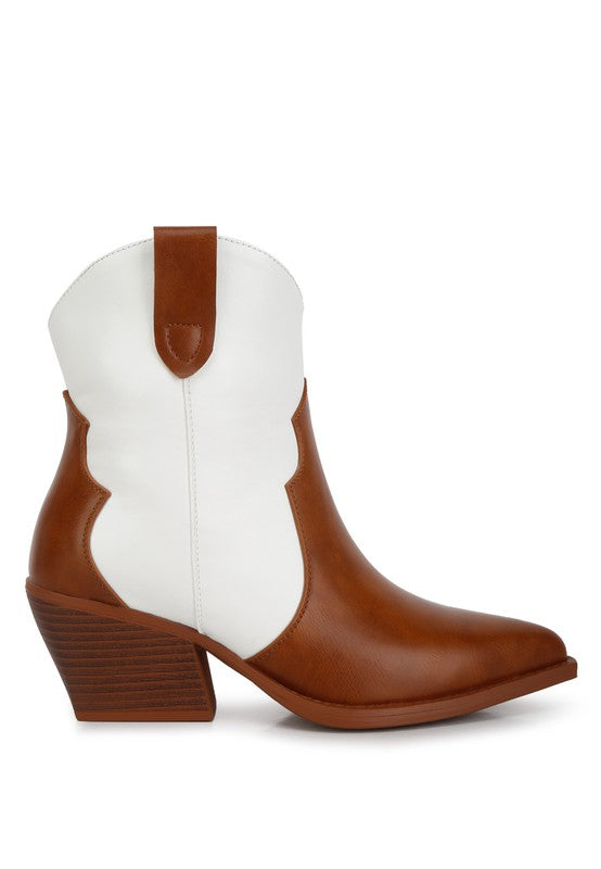 Texas Two Step Brown and Ivory Ankle Boot