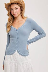 You Look Like You Love Me Lace Trimmed Cardigan