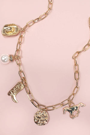 Western Boot Star Hat Horseshoe Charm Necklace