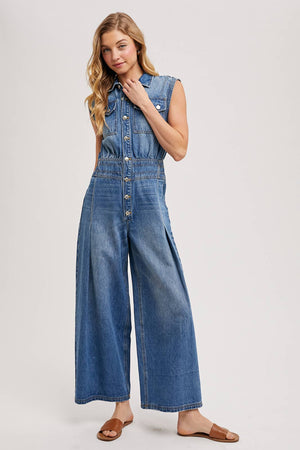 Somewhere Over Laredo Denim Jumpsuit