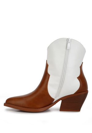 Texas Two Step Brown and Ivory Ankle Boot