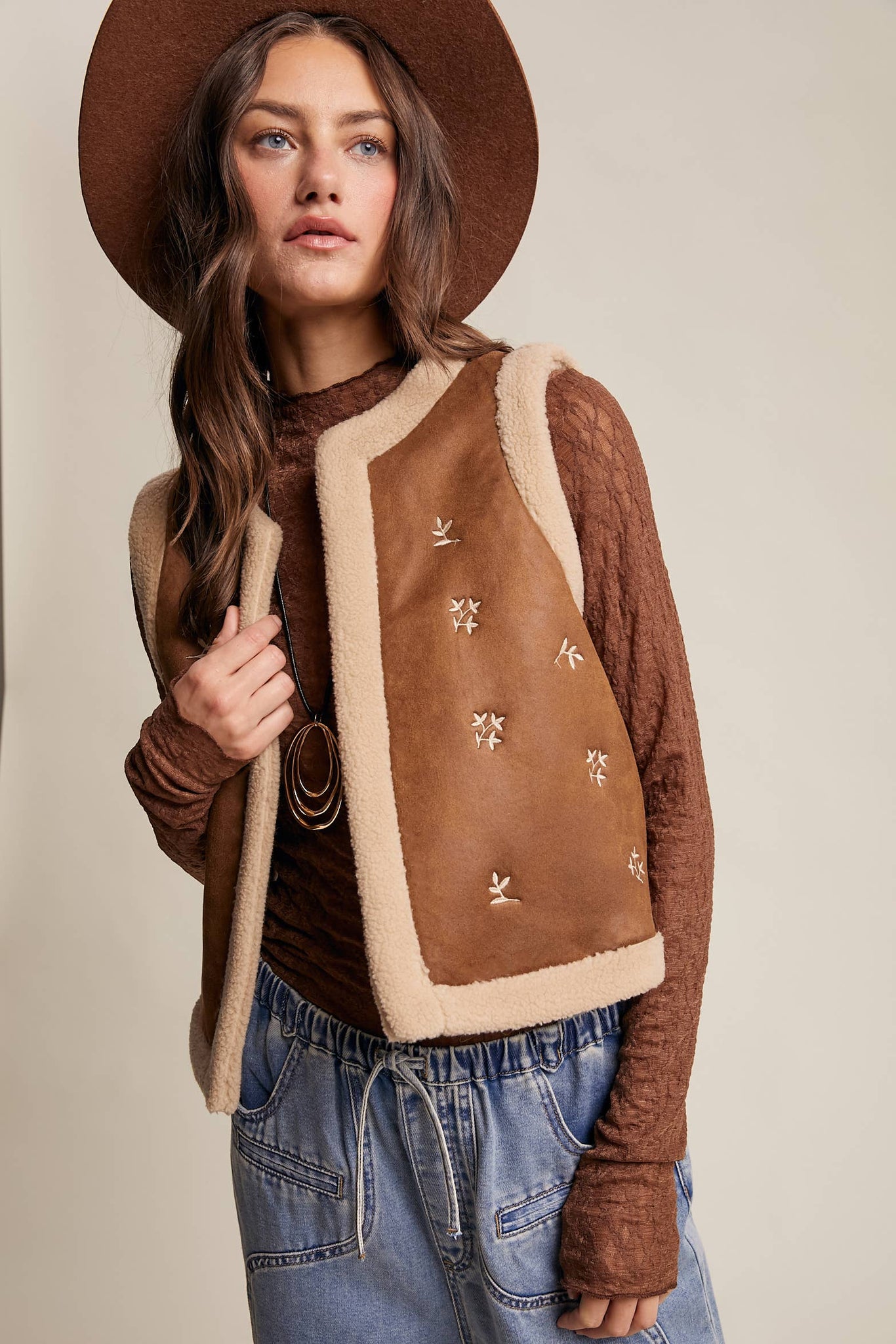 It’s Giving Yellowstone Vibes Suede Sherpa Lined Vest